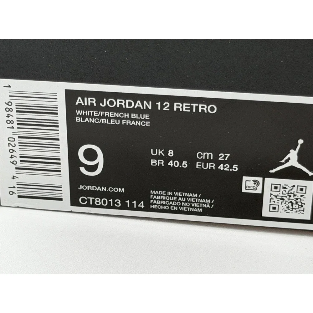 Size 9 - Nike Air Jordan 12 Retro 2025 French Blue CT8013-114 No Box Lid